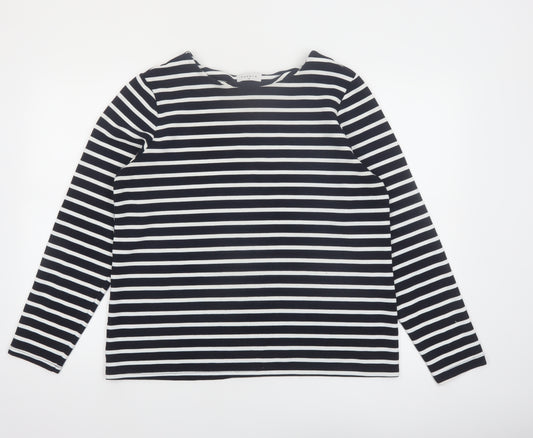 Papaya Women Black White Striped Long Sleeve Jersey Top Size 16