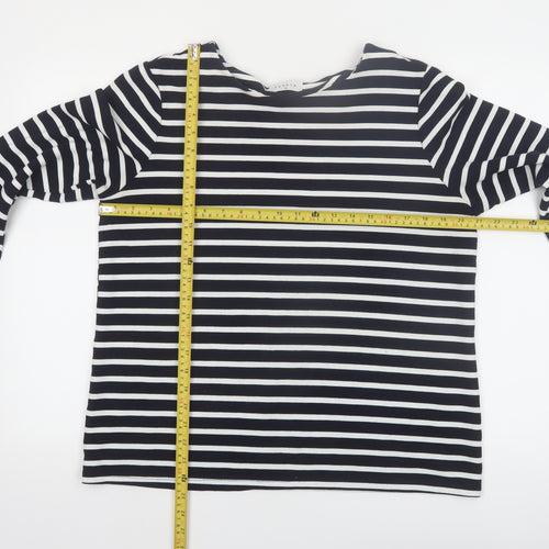 Papaya Women Black White Striped Long Sleeve Jersey Top Size 16
