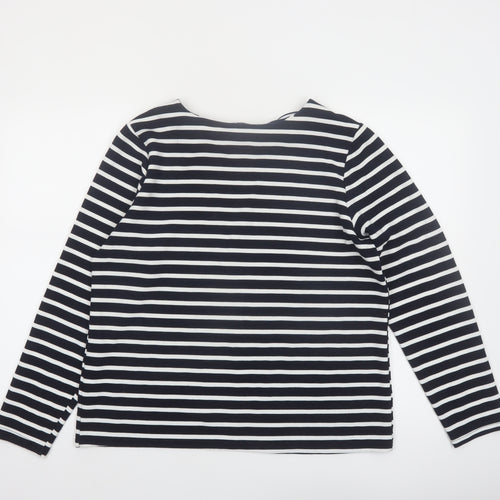 Papaya Women Black White Striped Long Sleeve Jersey Top Size 16