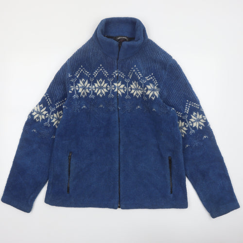 Black Diamond Women Blue Fair Isle Fleece Jacket XL Winter Casual