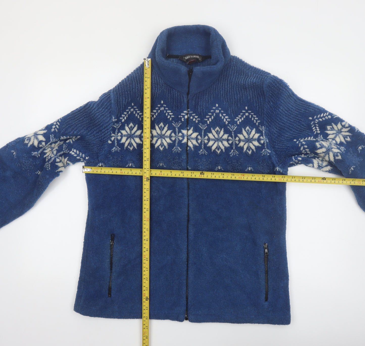 Black Diamond Women Blue Fair Isle Fleece Jacket XL Winter Casual