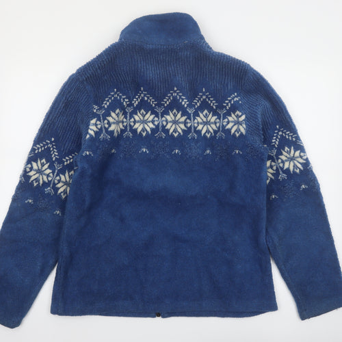 Black Diamond Women Blue Fair Isle Fleece Jacket XL Winter Casual