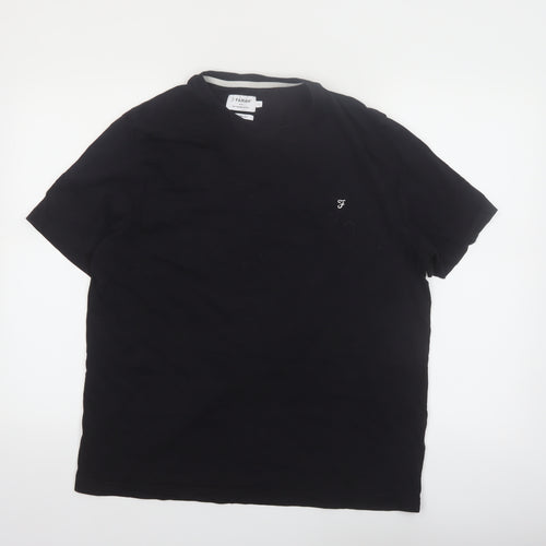 Farah Men's Black Crew Neck Short Sleeve Cotton T-Shirt L