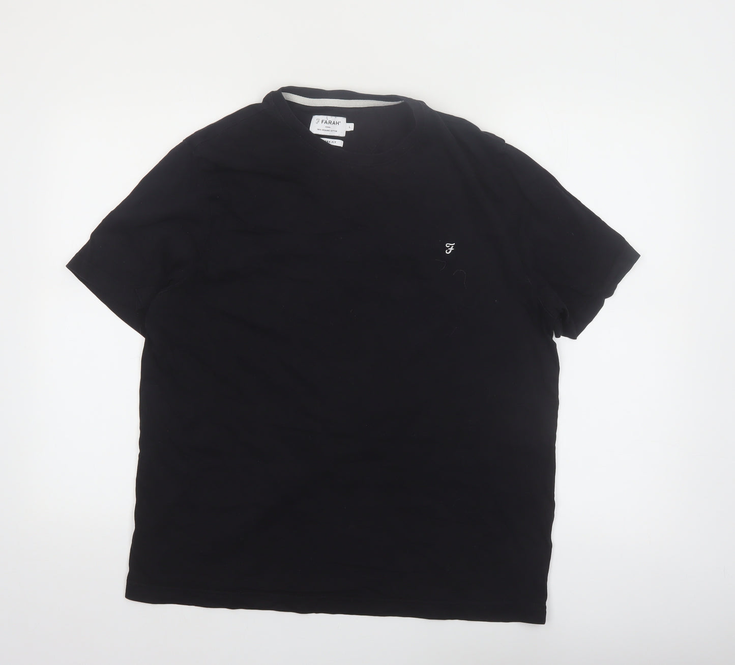 Farah Men's Black Crew Neck Short Sleeve Cotton T-Shirt L