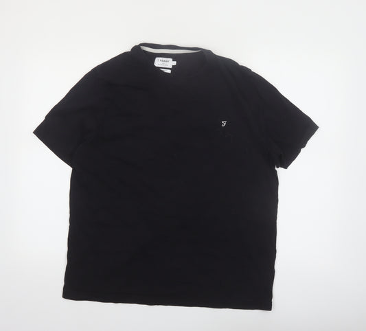 Farah Men's Black Crew Neck Short Sleeve Cotton T-Shirt L