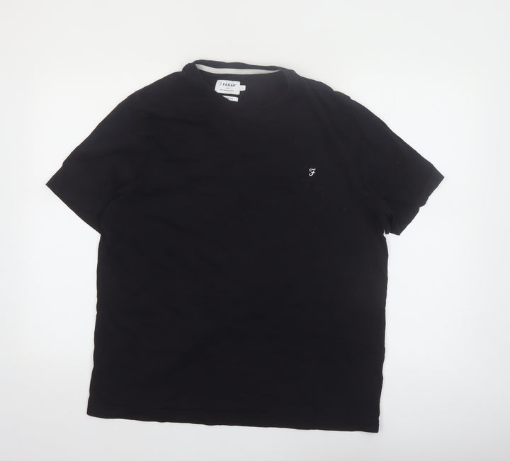 Farah Men's Black Crew Neck Short Sleeve Cotton T-Shirt L