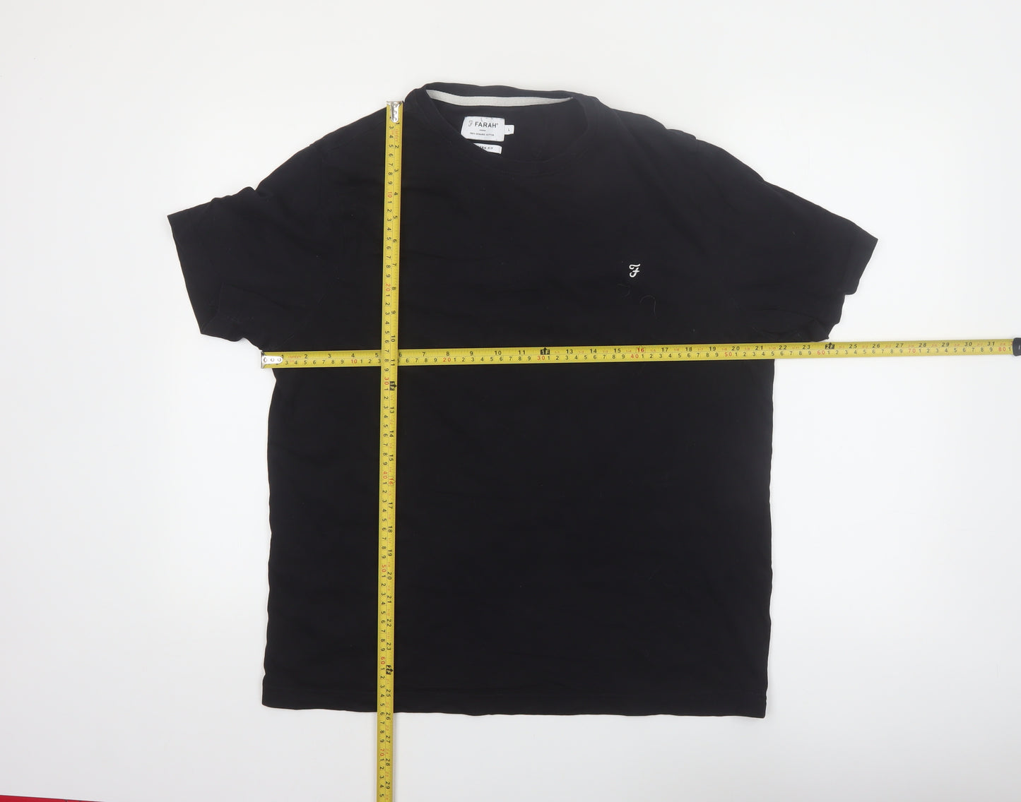 Farah Men's Black Crew Neck Short Sleeve Cotton T-Shirt L