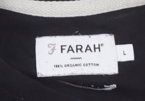 Farah Men's Black Crew Neck Short Sleeve Cotton T-Shirt L
