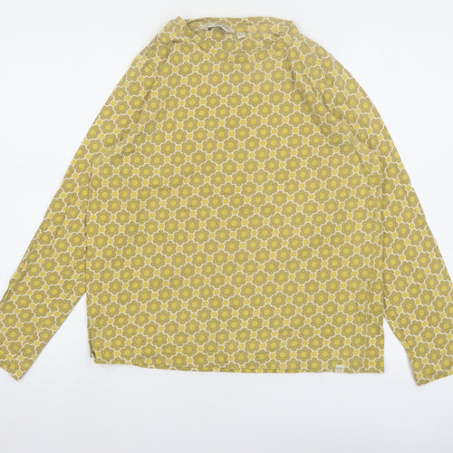 Regatta Women Yellow Floral Cotton Long Sleeve Blouse UK14