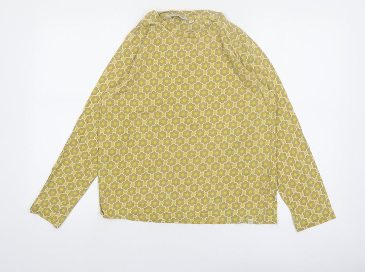 Regatta Women Yellow Floral Cotton Long Sleeve Blouse UK14