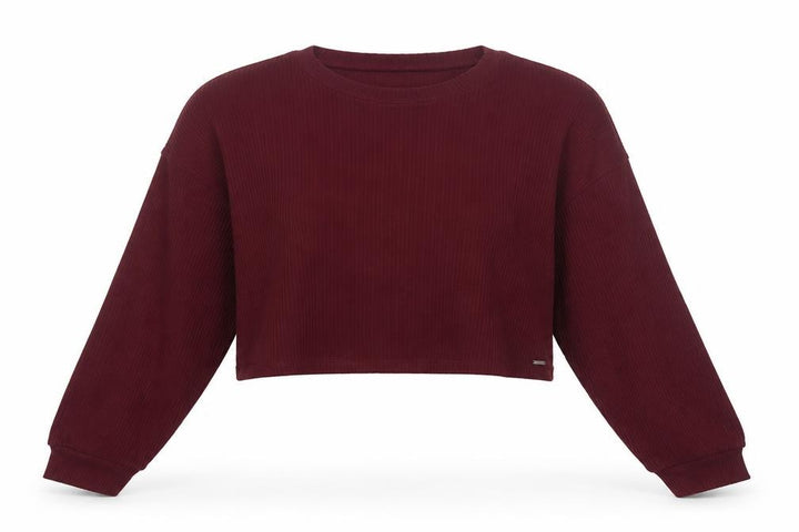Hollister Womens Red Cropped Long Sleeve Crew Neck Top Size S