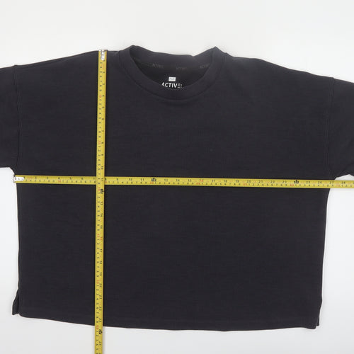 F&F Active Women Black L Pullover Sweatshirt Ribbed Long Sleeve