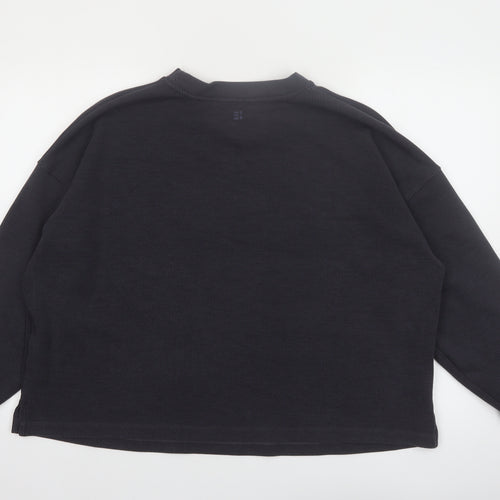 F&F Active Women Black L Pullover Sweatshirt Ribbed Long Sleeve