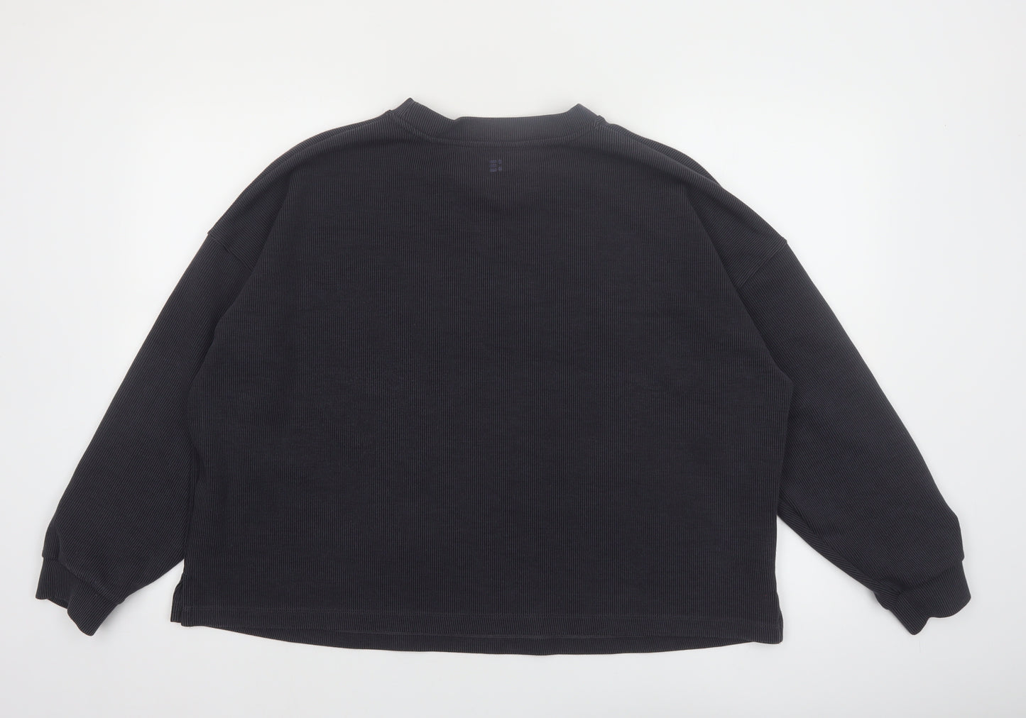 F&F Active Women Black L Pullover Sweatshirt Ribbed Long Sleeve