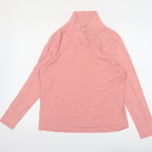 Cotton Traders Women’s Pink Long Sleeve Roll Neck Cotton Top Size 18