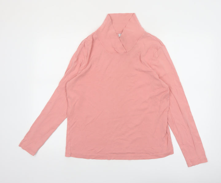 Cotton Traders Women’s Pink Long Sleeve Roll Neck Cotton Top Size 18