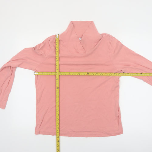 Cotton Traders Women’s Pink Long Sleeve Roll Neck Cotton Top Size 18
