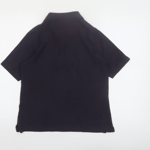 Isle Womens Black Cotton Polo Shirt Size S 10-12 Short Sleeve
