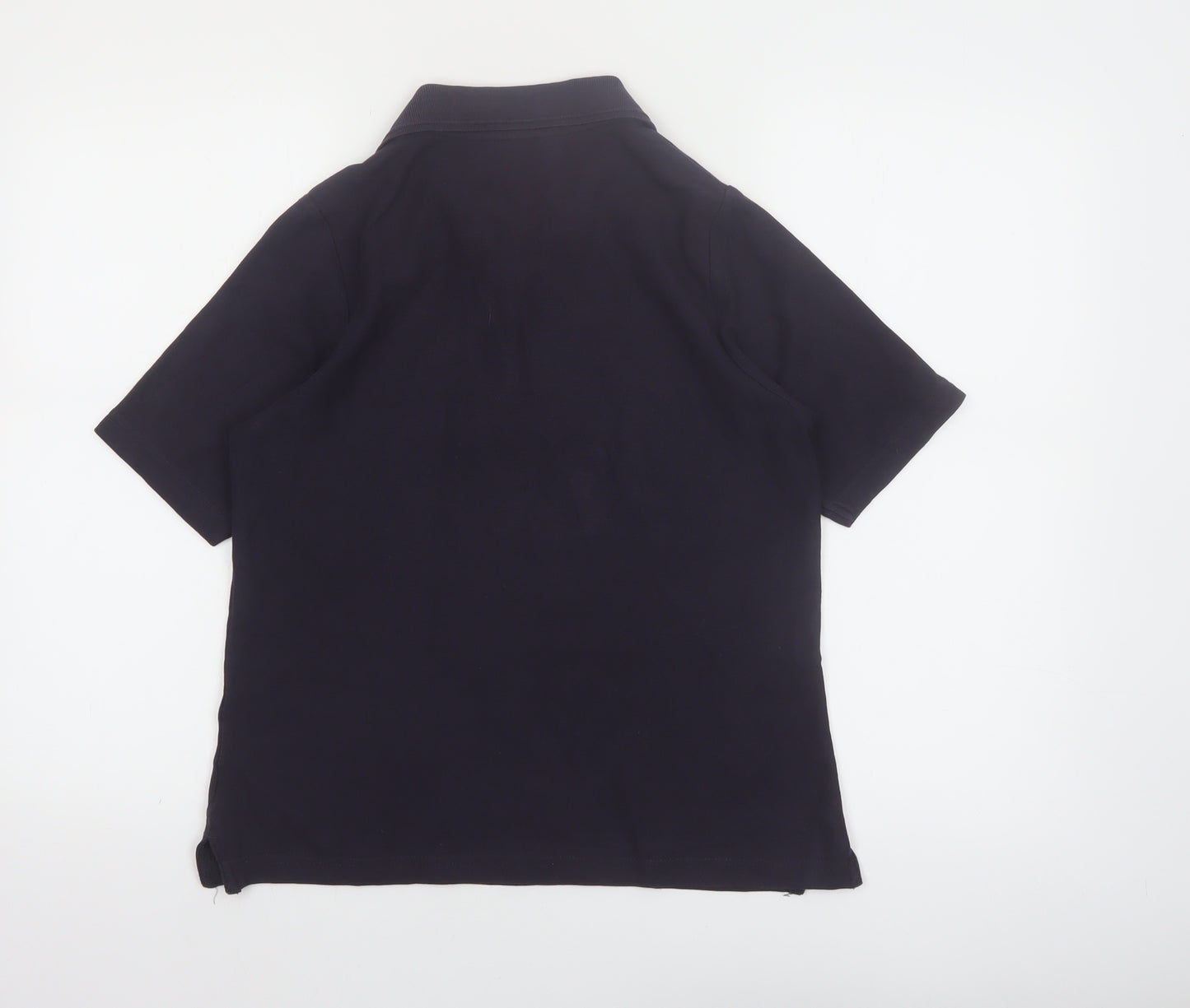Isle Womens Black Cotton Polo Shirt Size S 10-12 Short Sleeve