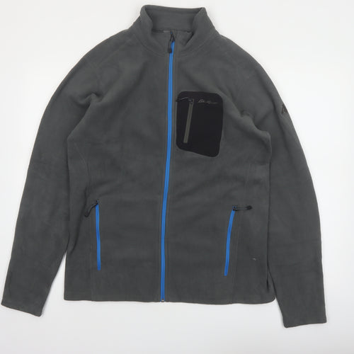 Eddie Bauer Men's Grey Fleece Full Zip Jacket Size L Outdoor Lightweight