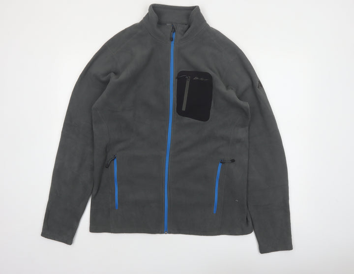 Eddie Bauer Men's Grey Fleece Full Zip Jacket Size L Outdoor Lightweight