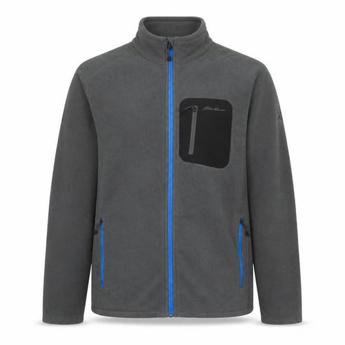 Eddie Bauer Men's Grey Fleece Full Zip Jacket Size L Outdoor Lightweight
