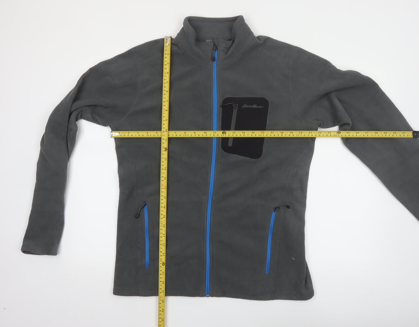Eddie Bauer Men's Grey Fleece Full Zip Jacket Size L Outdoor Lightweight