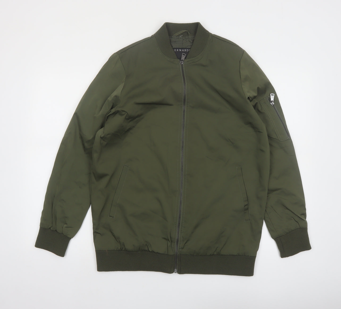 Bernardo Men's Green Bomber Jacket S Lightweight Polyester Zip