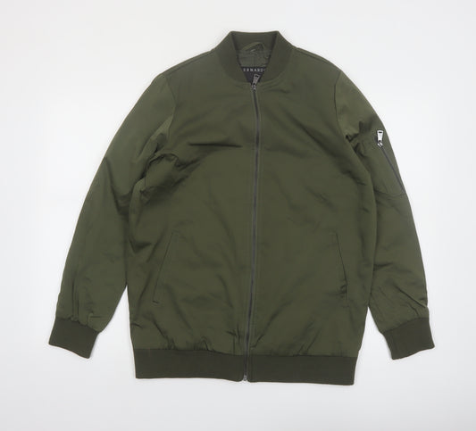 Bernardo Men's Green Bomber Jacket S Lightweight Polyester Zip