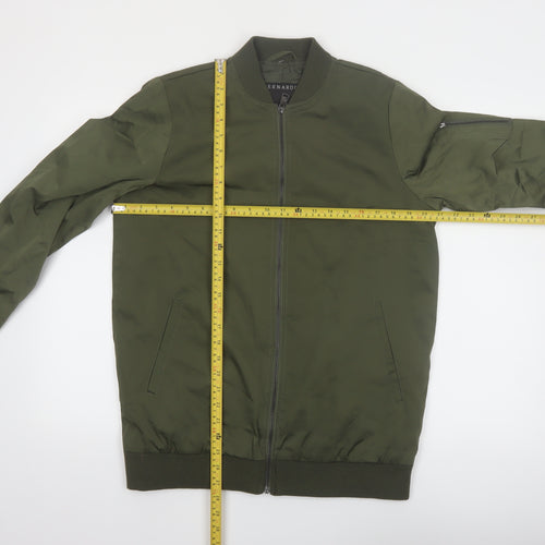Bernardo Men's Green Bomber Jacket S Lightweight Polyester Zip