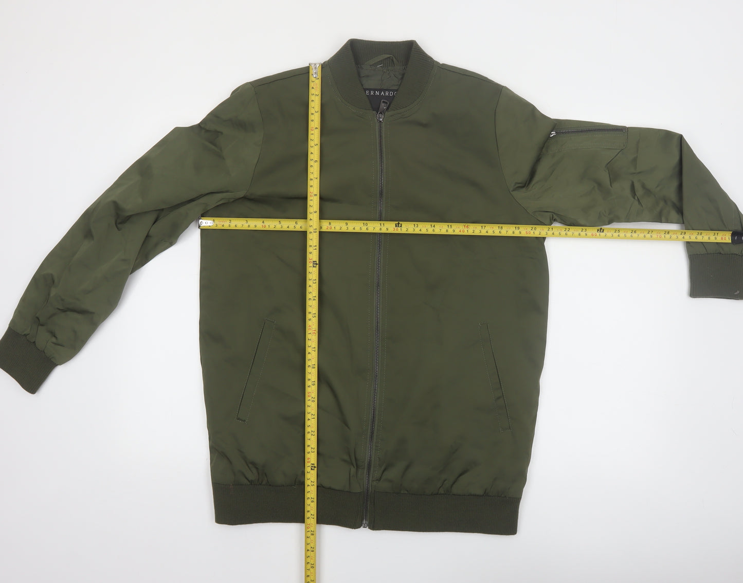 Bernardo Men's Green Bomber Jacket S Lightweight Polyester Zip