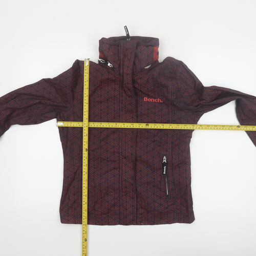 Bench Women Red Black Cotton Hooded Full Zip Jacket Size 12