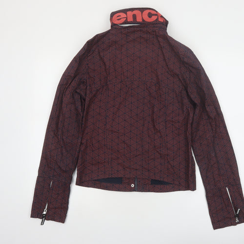 Bench Women Red Black Cotton Hooded Full Zip Jacket Size 12