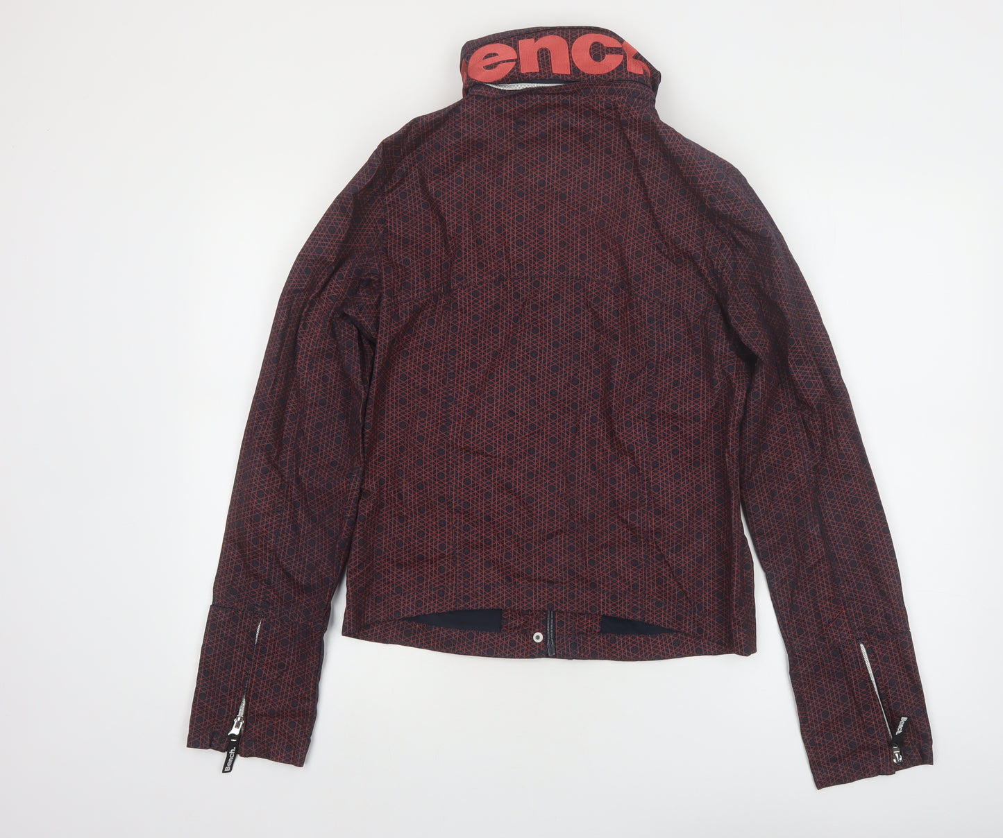 Bench Women Red Black Cotton Hooded Full Zip Jacket Size 12