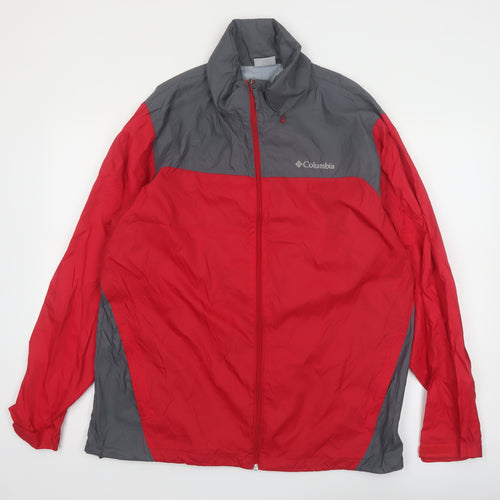 Columbia Men's Red Grey Lightweight Windbreaker Jacket Size L