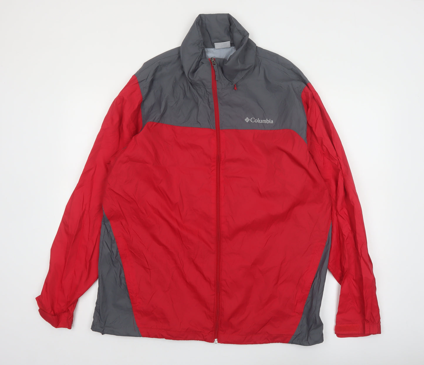 Columbia Men's Red Grey Lightweight Windbreaker Jacket Size L
