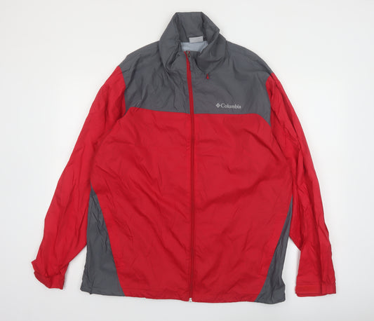 Columbia Men's Red Grey Lightweight Windbreaker Jacket Size L