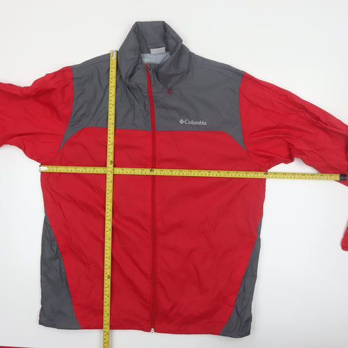 Columbia Men's Red Grey Lightweight Windbreaker Jacket Size L
