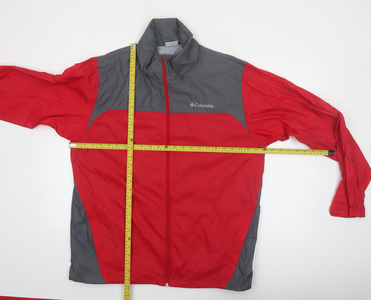 Columbia Men's Red Grey Lightweight Windbreaker Jacket Size L