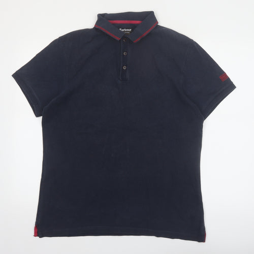 Barbour International Men's Blue XL Polo Shirt Cotton Short Sleeve