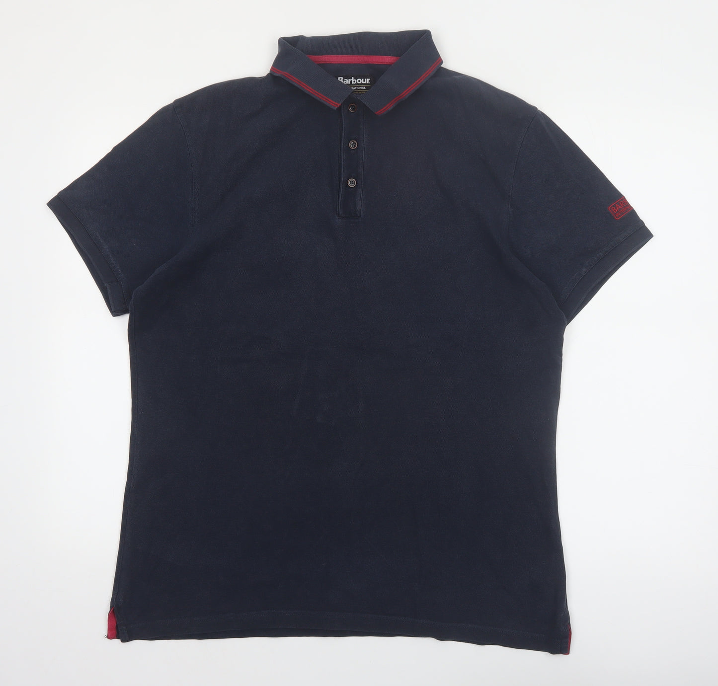 Barbour International Men's Blue XL Polo Shirt Cotton Short Sleeve