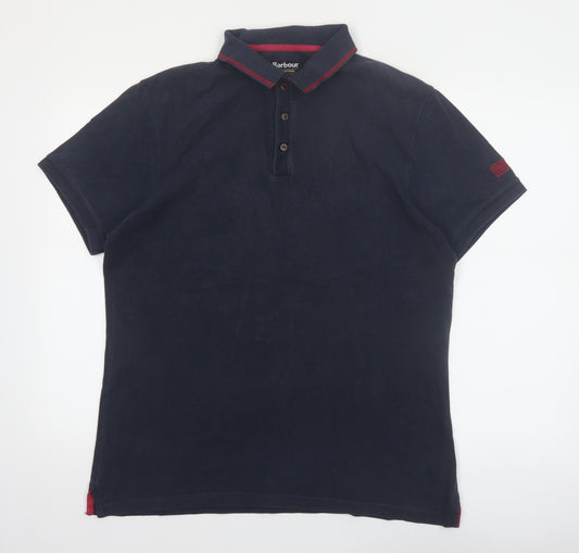 Barbour International Men's Blue XL Polo Shirt Cotton Short Sleeve
