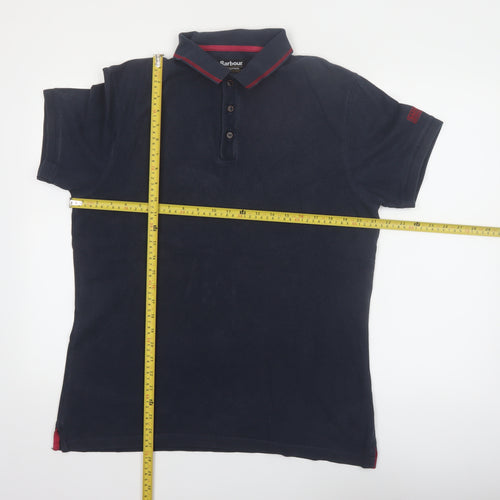 Barbour International Men's Blue XL Polo Shirt Cotton Short Sleeve