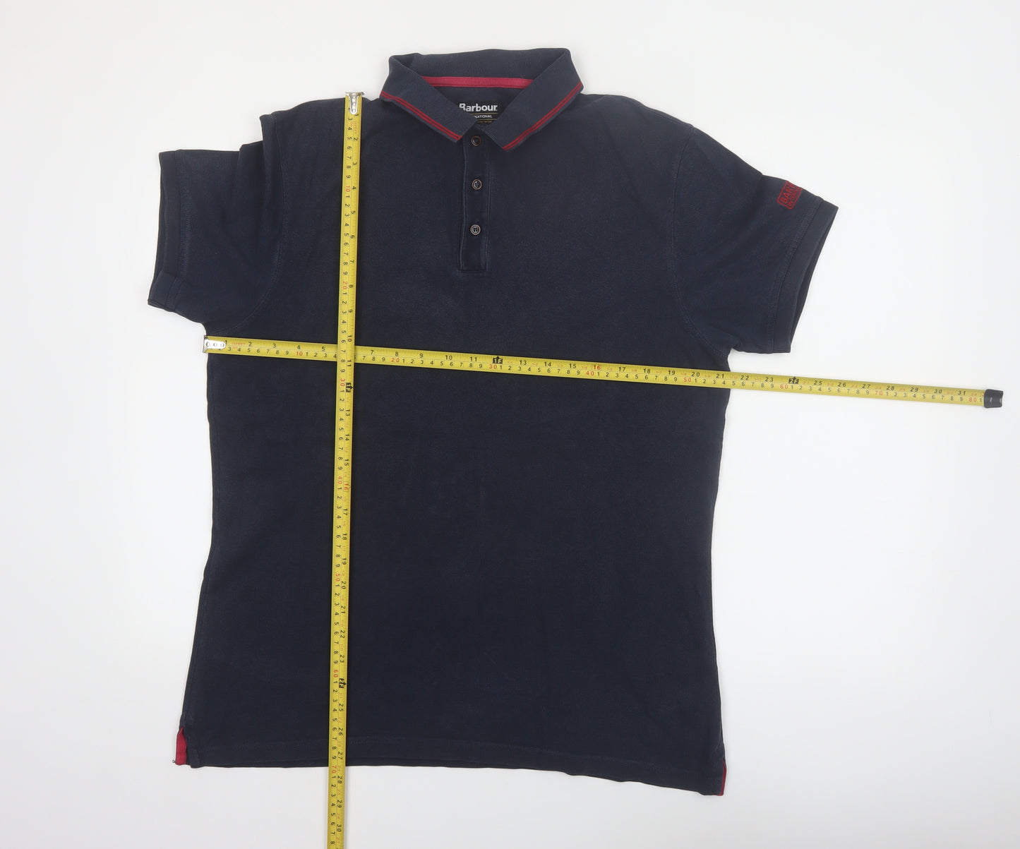 Barbour International Men's Blue XL Polo Shirt Cotton Short Sleeve