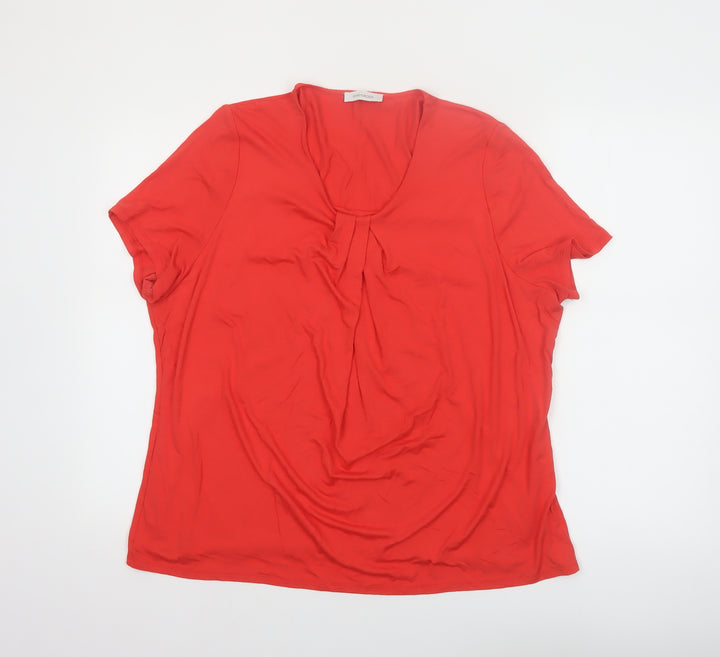 Windsmoor Womens Red Viscose Stretch Blouse Short Sleeve L