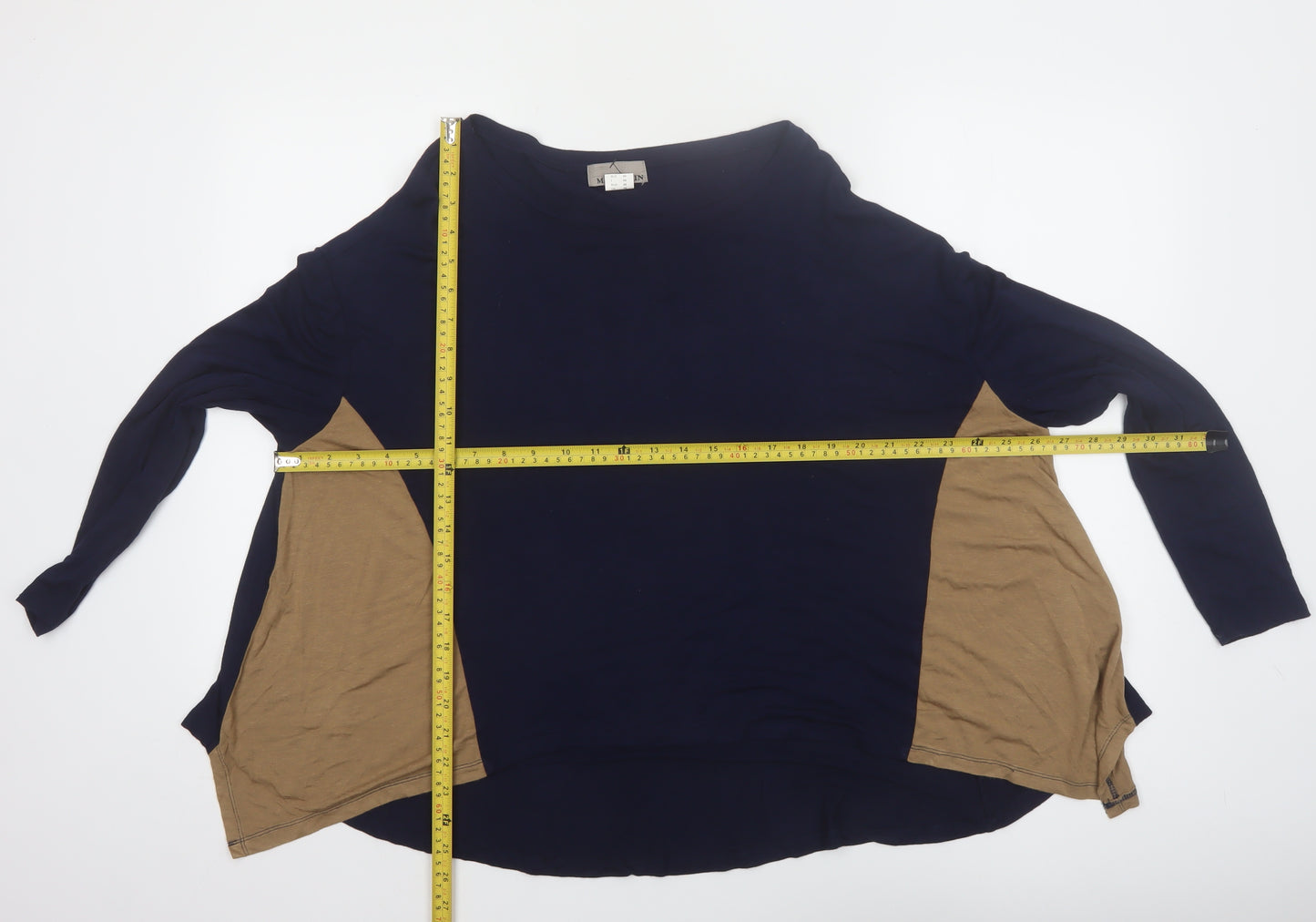 Mandarin Women’s Blue Colourblock Long Sleeve Blouse Size 12