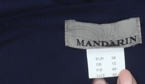 Mandarin Women’s Blue Colourblock Long Sleeve Blouse Size 12