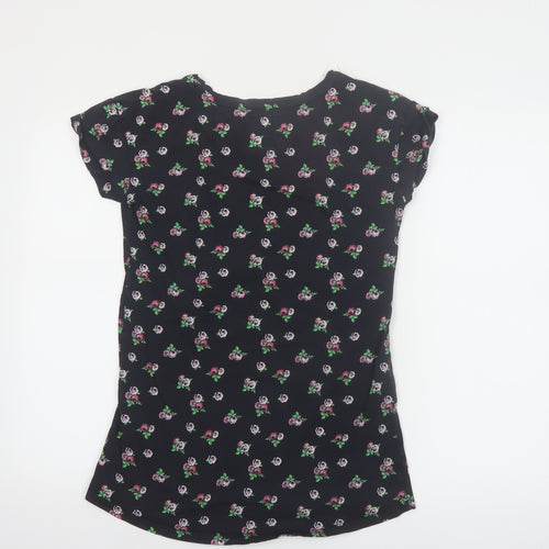 Superdry Women's Black Floral Cotton T-Shirt Size S