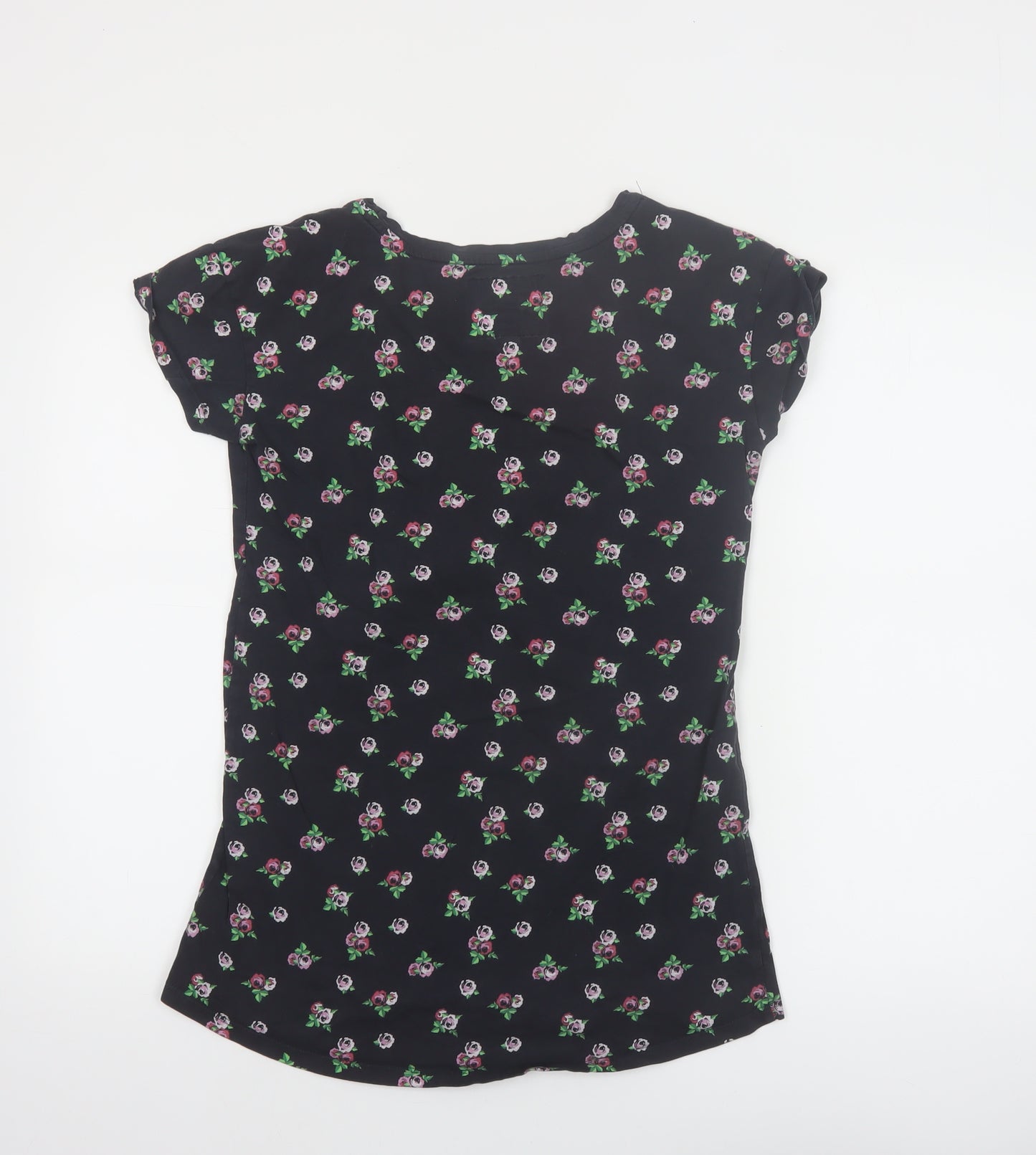 Superdry Women's Black Floral Cotton T-Shirt Size S