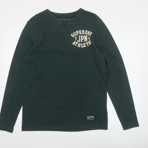 Superdry Men’s Green Athletic Long Sleeve Crew Neck Top Size M
